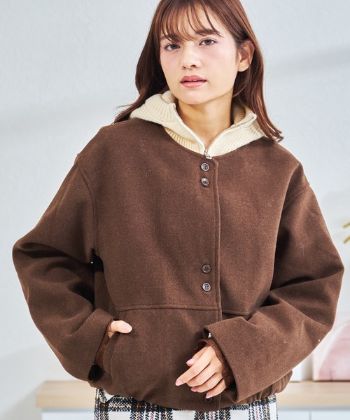 MISCH MASCH(ミッシュマッシュ)の「ZOZO限定 レイヤード風ブルゾン(ブルゾン・レディース・グレー/ブラウン・フリ-)」の4枚目の写真