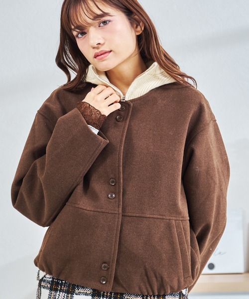 MISCH MASCH(ミッシュマッシュ)の「ZOZO限定 レイヤード風ブルゾン(ブルゾン・レディース・グレー/ブラウン・フリ-)」の5枚目の写真