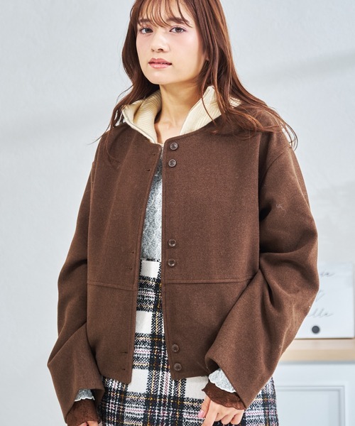 MISCH MASCH(ミッシュマッシュ)の「ZOZO限定 レイヤード風ブルゾン(ブルゾン・レディース・グレー/ブラウン・フリ-)」の7枚目の写真