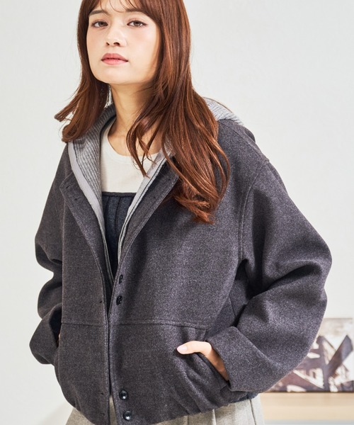 MISCH MASCH(ミッシュマッシュ)の「ZOZO限定 レイヤード風ブルゾン(ブルゾン・レディース・グレー/ブラウン・フリ-)」の3枚目の写真