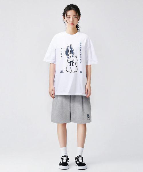 GRANFINNY(グランフィニ)の「ラビットワンタックバミューダショートパンツ-メランジ(その他パンツ・レディース・グレー・SMALL/LARGE)」の2枚目の写真