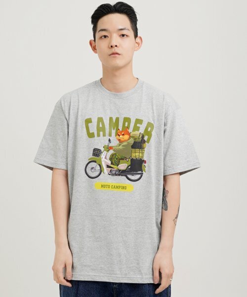 CREAM SODA LAB(クリームソーダラボ)の「モトキャンプ 半袖Tシャツ グレー(Tシャツ/カットソー・メンズ・その他・MEDIUM/X-LARGE/XX-LARGE/LARGE)」の1枚目の写真