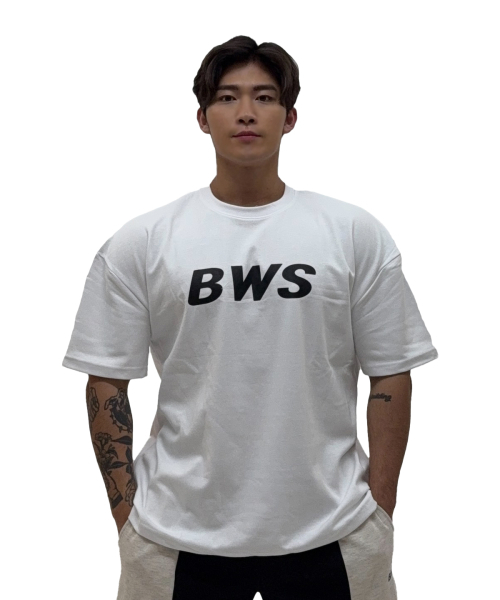 BARBELLWORKS（バーベルワークス）の「2025 BWS W/B オーバーサイズ（Tシャツ/カットソー・メンズ・ホワイト/ブラック・LARGE/X-LARGE/SMALL/MEDIUM）」の8枚目の写真