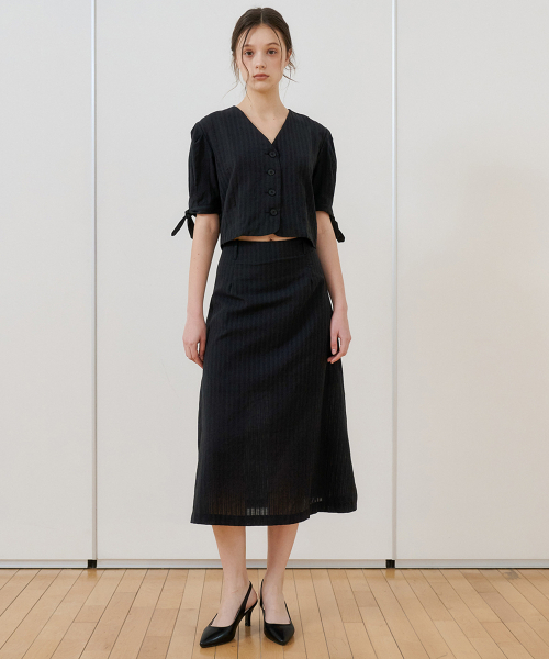 BIBYSEOB（バイバイソプ）の「コットンロングスカートブラック[T52]（スカート・レディース・ブラック・SMALL/MEDIUM）」の2枚目の写真