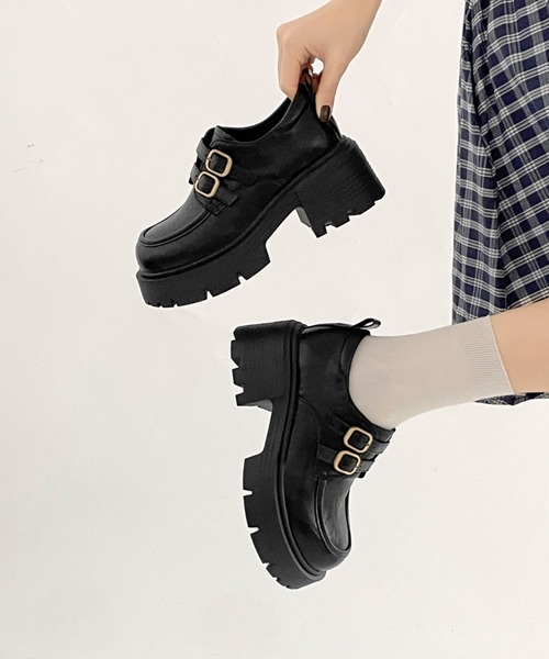 Shoes in Closet(シューズインクローゼット)の「厚底 ダブルベルト ヒール ローファー 471(ローファー・レディース・ブラック/ダークブラウン・S/M/L/LL)」の20枚目の写真