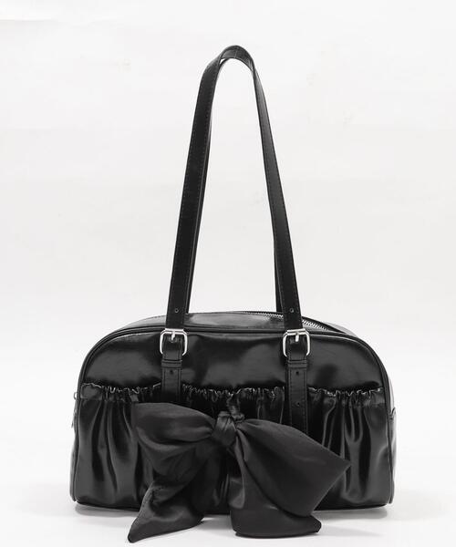 WEGO(ウィゴー)の「WEGO/サテンリボンギャザーボストン(ボストンバッグ・レディース・ブラック・FREE)」の8枚目の写真