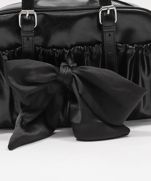 WEGO(ウィゴー)の「WEGO/サテンリボンギャザーボストン(ボストンバッグ・レディース・ブラック・FREE)」の11枚目の写真