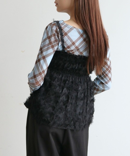 almo（アルモ）の「【TUNE】ミニ丈レイヤードキャミ（キャミソール・レディース・ブラック/ホワイト・FREE）」の3枚目の写真