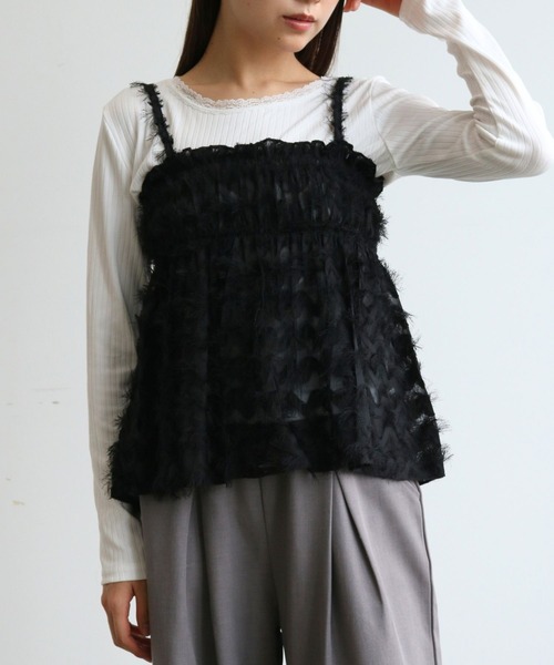 almo（アルモ）の「【TUNE】ミニ丈レイヤードキャミ（キャミソール・レディース・ブラック/ホワイト・FREE）」の4枚目の写真