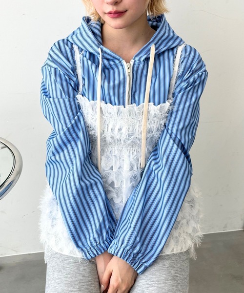 almo（アルモ）の「【TUNE】ミニ丈レイヤードキャミ（キャミソール・レディース・ブラック/ホワイト・FREE）」の6枚目の写真