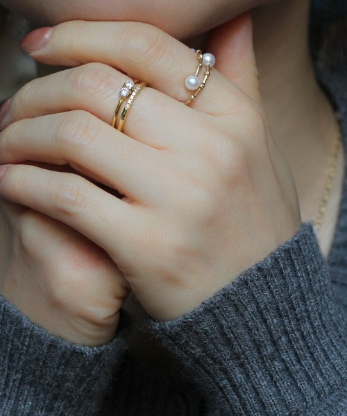 Pearl Flow K18 淡水パールワイヤーリング ミラーボールバーハーフ