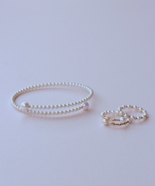 Pearl Flow K18 淡水パールワイヤーリング ミラーボールバーハーフ