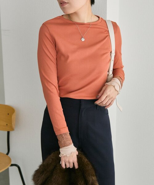 ear PAPILLONNER(イアパピヨネ)の「リブ袖メロウカットソー【SUM1 STYLE】(Tシャツ/カットソー・レディース・ブラック/オレンジ/ホワイト・FREE)」の17枚目の写真