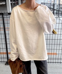 ISOOK | オフショルダーオーバーサイズスウェット(chiica select) / トップス オフショル スウェット 長袖 ビッグシルエット ルーズ ボートネック  カットオフ 切りっぱなし ブラック ホワイト 白 黒 無地(スウェット)