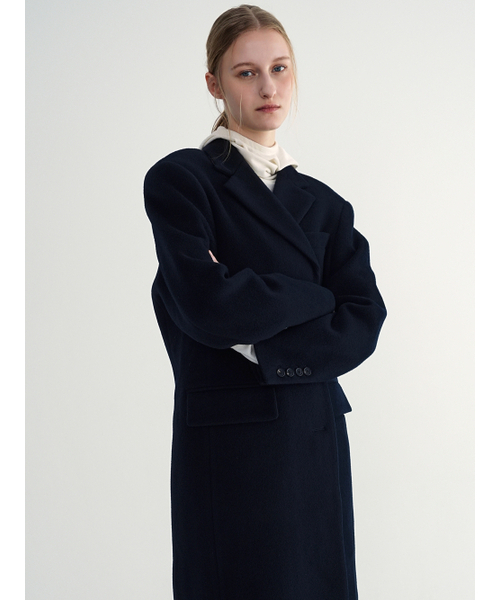 PAUL&ALICE（ポール&アリス）の「[100% Wool] Single Maxi Coat / Dark Navy（チェスターコート・レディース・ダークネイビー・FREE）」の2枚目の写真