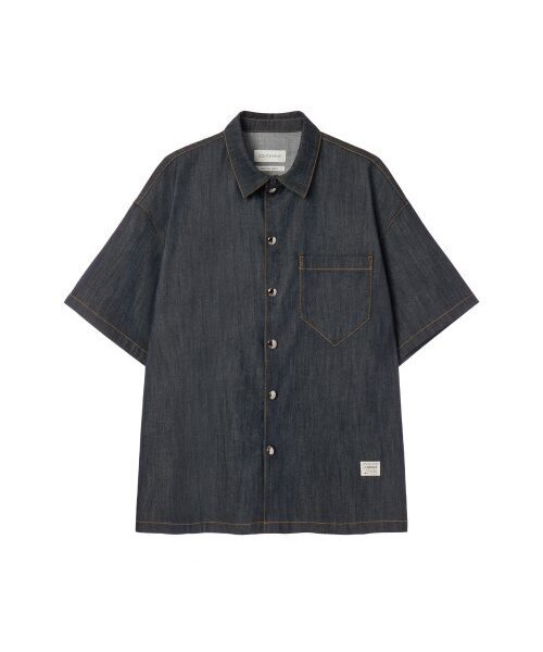 CONTEMENT（コンテメント）の「LYOCELL DENIM SNAP FRONT SHIRT（ポロシャツ・メンズ・ダークネイビー・MEDIUM/LARGE）」の4枚目の写真