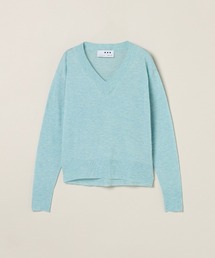 7美品 three dots スリードッツ 青 Vネック ニット セーター three dots｜スリードッツのニット/セーター通販 - ZOZOTOWN