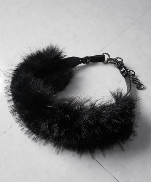 me+em select(ミームセレクト)の「ボリュームフェイクファーベルト / volume fake fur belt(ベルト・レディース・ブラック・FREE)」の2枚目の写真