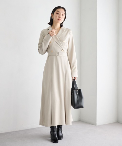 Andemiu(アンデミュウ)の「トレンチ風キンボタンワンピース644033(ワンピース・レディース・ベージュ/ネイビー/ライトグリーン・FREE)」の4枚目の写真