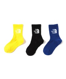 こども ビームス（コドモビームス）の「THE NORTH FACE / キッズ ジャカード ロゴ クルー ソックス 3P 2026SS（16～21cm）（ソックス/靴下）」