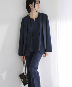 セール】Collarless Cottonsatin Jacket（テーラードジャケット