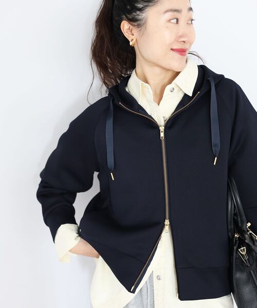 le.coeur blanc（ルクールブラン）の「カルゼダンボールパーカー（パーカー・レディース・ネイビー/オフホワイト・38）」の19枚目の写真