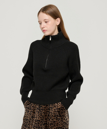 ROIDESROIS（ロワデロワ）の「ラグランハーフジップカラーリブニット（ブラック）（ニット/セーター）」