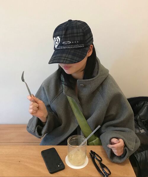 ILLIGO(イリゴ)の「ハートレターボールキャップチェックネイビー(キャップ・レディース・その他・OS)」の7枚目の写真