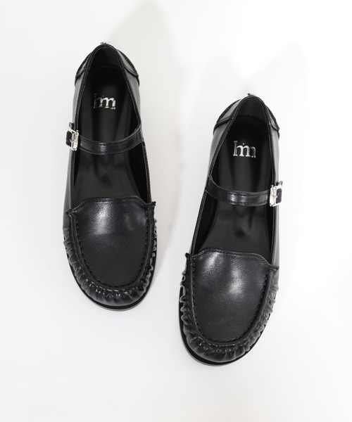 着用動画あり・2色展開】クラシック メリージェーンしわ加工ローファー