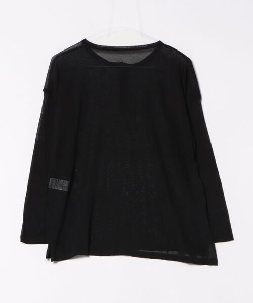 H.TOKYO(エイチトウキョウ)の「シアーヘンリーネック プルオーバー / サイドスリット シアーカットソー(Tシャツ/カットソー・レディース・ブラック/ホワイト・FREE)」の3枚目の写真