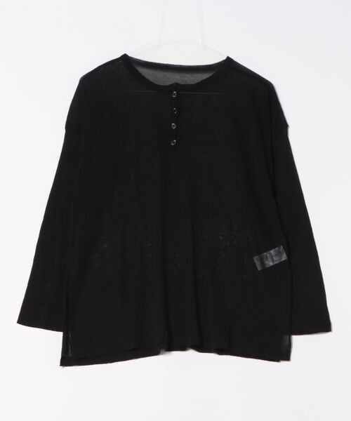 H.TOKYO(エイチトウキョウ)の「シアーヘンリーネック プルオーバー / サイドスリット シアーカットソー(Tシャツ/カットソー・レディース・ブラック/ホワイト・FREE)」の4枚目の写真