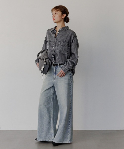 BAYFLOW（ベイフロー）の「[簡単ブラウジング仕様]2WAYデニムシャツ（シャツ/ブラウス・レディース・ライトブルー/インディゴブルー/グレー・FREE）」の22枚目の写真