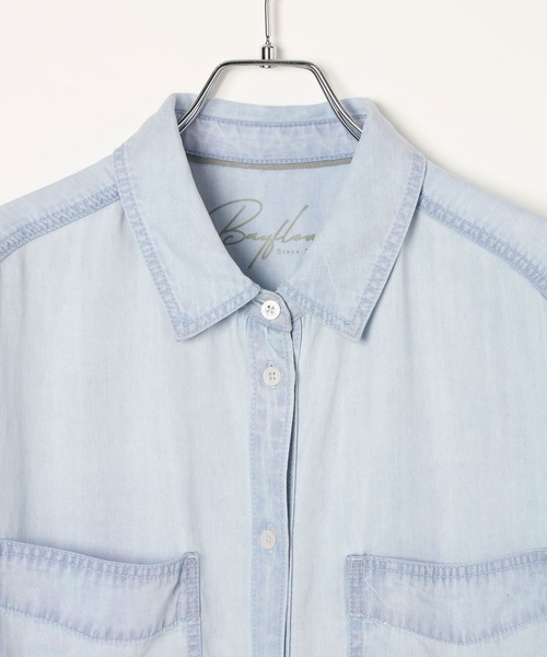 BAYFLOW（ベイフロー）の「[簡単ブラウジング仕様]2WAYデニムシャツ（シャツ/ブラウス・レディース・ライトブルー/インディゴブルー/グレー・FREE）」の11枚目の写真