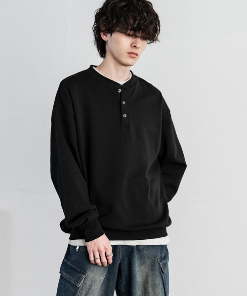 Rocky Monroe（ロッキーモンロー）の「オーバーサイズ 裏毛ヘンリーネック長袖スウェット（スウェット・メンズ・ブラック/アッシュ/ネイビー/グレー・XL/L/M）」の8枚目の写真