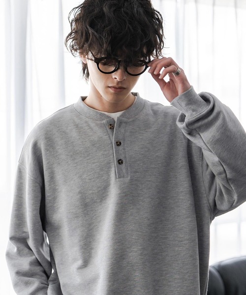 Rocky Monroe（ロッキーモンロー）の「オーバーサイズ 裏毛ヘンリーネック長袖スウェット（スウェット・メンズ・ブラック/アッシュ/ネイビー/グレー・XL/L/M）」の15枚目の写真