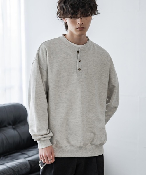 Rocky Monroe（ロッキーモンロー）の「オーバーサイズ 裏毛ヘンリーネック長袖スウェット（スウェット・メンズ・ブラック/アッシュ/ネイビー/グレー・XL/L/M）」の17枚目の写真