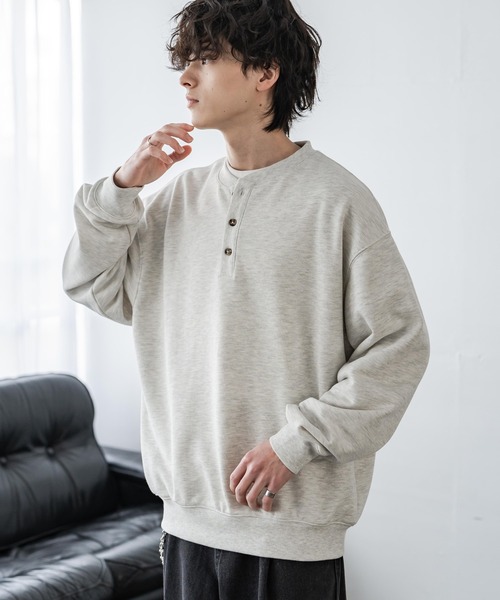 Rocky Monroe（ロッキーモンロー）の「オーバーサイズ 裏毛ヘンリーネック長袖スウェット（スウェット・メンズ・ブラック/アッシュ/ネイビー/グレー・XL/L/M）」の18枚目の写真