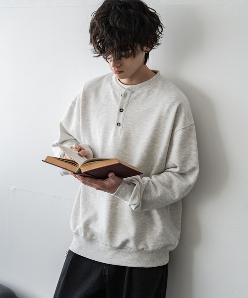 Rocky Monroe（ロッキーモンロー）の「オーバーサイズ 裏毛ヘンリーネック長袖スウェット（スウェット・メンズ・ブラック/アッシュ/ネイビー/グレー・XL/L/M）」の22枚目の写真