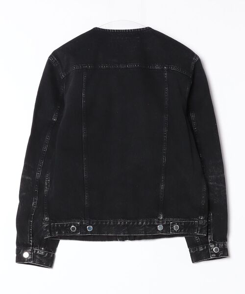 JOHN LAWRENCE SULLIVAN(ジョンローレンスサリバン)の「WASHED DENIM COLLARLESS JACKET(デニムジャケット・メンズ・インディゴブルー/ブラック・46/44/48)」の4枚目の写真