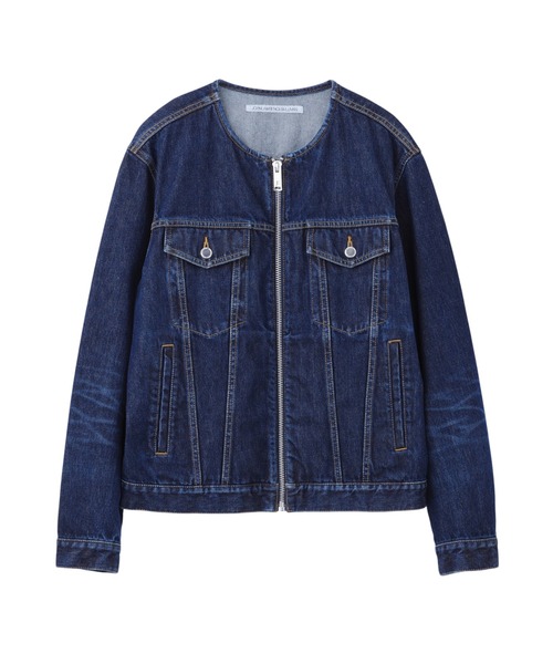 JOHN LAWRENCE SULLIVAN(ジョンローレンスサリバン)の「WASHED DENIM COLLARLESS JACKET(デニムジャケット・メンズ・インディゴブルー/ブラック・46/44/48)」の2枚目の写真