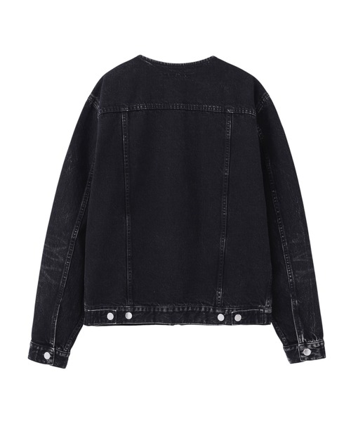 JOHN LAWRENCE SULLIVAN(ジョンローレンスサリバン)の「WASHED DENIM COLLARLESS JACKET(デニムジャケット・メンズ・インディゴブルー/ブラック・46/44/48)」の3枚目の写真