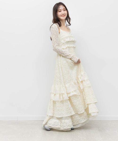 RANDA(ランダ)の「カットレースキャミワンピース×ボレロセット(ワンピース・レディース・ホワイト/アイボリー/ブラウン・0/1)」の3枚目の写真