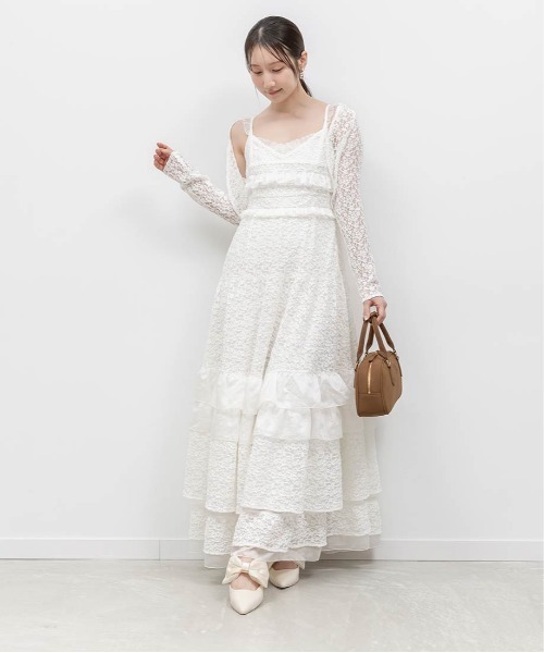 RANDA(ランダ)の「カットレースキャミワンピース×ボレロセット(ワンピース・レディース・ホワイト/アイボリー/ブラウン・0/1)」の6枚目の写真