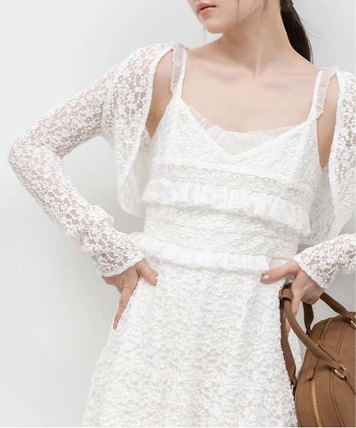 RANDA(ランダ)の「カットレースキャミワンピース×ボレロセット(ワンピース・レディース・ホワイト/アイボリー/ブラウン・0/1)」の9枚目の写真