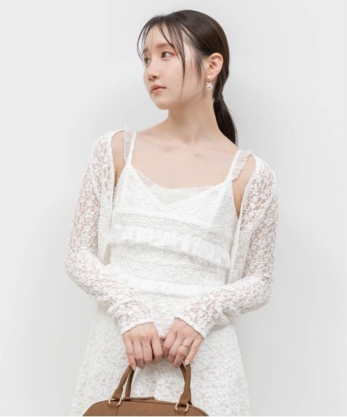 RANDA(ランダ)の「カットレースキャミワンピース×ボレロセット(ワンピース・レディース・ホワイト/アイボリー/ブラウン・0/1)」の10枚目の写真