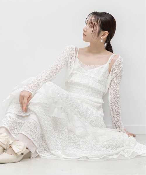 RANDA(ランダ)の「カットレースキャミワンピース×ボレロセット(ワンピース・レディース・ホワイト/アイボリー/ブラウン・0/1)」の14枚目の写真