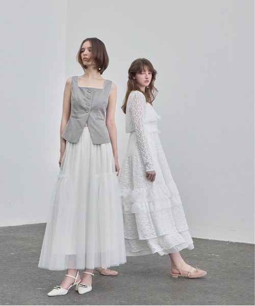 RANDA(ランダ)の「カットレースキャミワンピース×ボレロセット(ワンピース・レディース・ホワイト/アイボリー/ブラウン・0/1)」の5枚目の写真