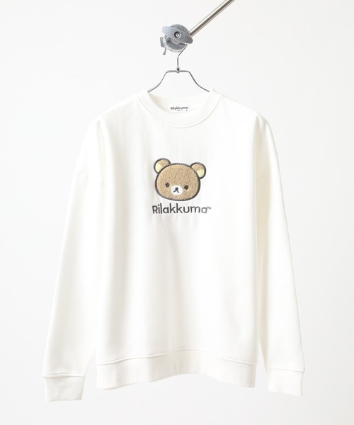 FUNALIVE(ファンアライブ)の「リラックマ サガラ刺繍 裏起毛ビッグシルエット トレーナー(スウェット・メンズ・ピンクベージュ/オフホワイト・F)」の3枚目の写真