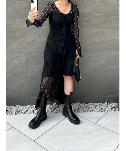 Flugge(フラッジー)の「ハートレースキャミワンピ(ワンピース・レディース・ホワイト/ブラック・FREE)」の5枚目の写真