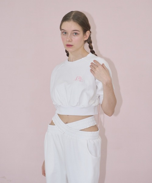 mieya mieya（ミーヤミーヤ）の「【mieya mieya】short sweat pullover/ショートスウェットプルオーバー（スウェット・レディース・ホワイト/ライトグレー・FREE）」の13枚目の写真